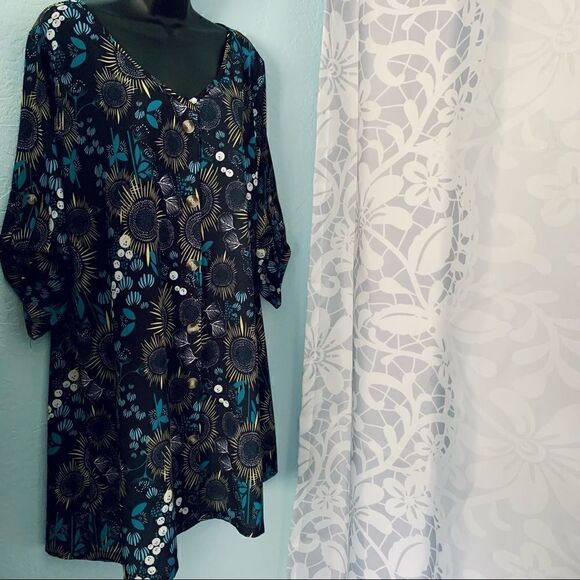 Unbranded Blue Floral Pullover Dress Size XL - Picture 3 of 6